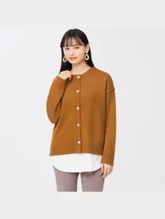 GU2WAYシャツテールコンビネーションセーター(ボタン付き)