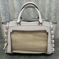 &chouetteリボンモチーフ クリアポケット付きトートバッグ ラベンダー