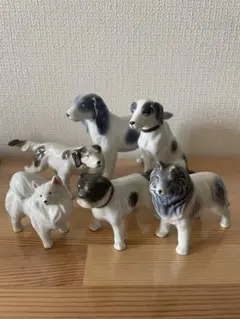犬の陶器置物 6体セット　ミニ