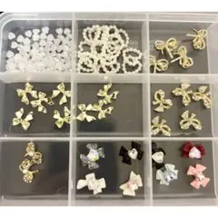 ネイルパーツ デコ リボン ハート ゴールド 金 ハンドメイド まとめ売り A