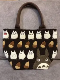 ジブリ　となりのトトロ ほこモコ刺繍シリーズ ランチトートバッグ ブラウン