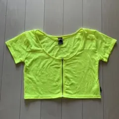 ネオンイエロー ジッパー付き クロップドTシャツ Lサイズ　baby shoop