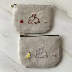 《21》 よし様専用　うさぎ　ミニポーチ　丸型巾着袋　ハンドメイド