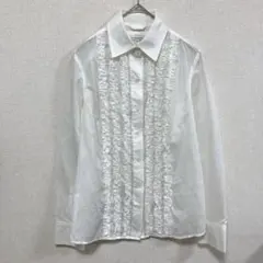 BANANA REPUBLIC 長袖ブラウス フリル 薄手 オフホワイト XS