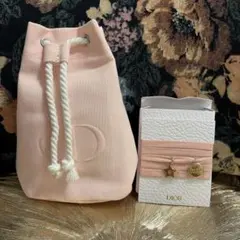 ディオール　ノベルティ　巾着　ポーチ　ピンク とDior　リボンブレスレットのサムネイル