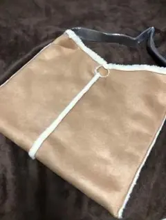 ボアスエードリバーシブルトートバッグ   キャメル