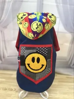 ハンドメイド犬服♡ビッグニコちゃんワッペン付パーカーL