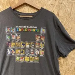 Super Mario スーパーマリオ 周期表 Tシャツ グレー マリオ XLのサムネイル
