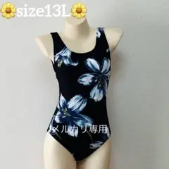 USED«13L»フラワー柄 大人シンプルワンピース水着