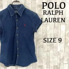【美品】90s POLO RALPH LAUREN 半袖デニムシャツ ポニー刺繍