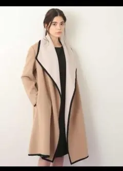 新品未使用タグ付き　TARA JARMON 上質ウール混　ロングコート タラジャーモン カシミヤ ウール フリルショールカラー ロングコート