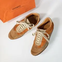 HERMES エルメス クイック スエード スニーカー オレンジ/ベージュのサムネイル