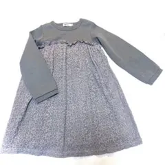 SLAPSLIP グレー 花柄レース 長袖ワンピース 120