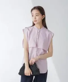 NANO universe ケープカラーノースリーブブラウス