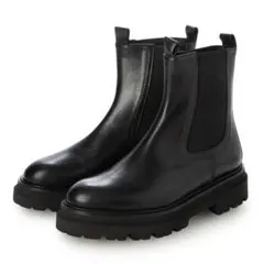 【パスクッチ】黒 レザー サイドゴアブーツ