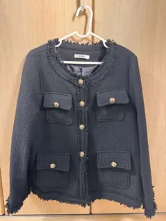 ノーカラージャケット ブラック