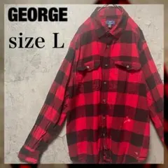 【GEORGE】Lsize フランネルシャツ バッファローチェック US古着