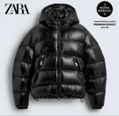 ZARA撥水加工100％フェザーダウンジャケットフェザー撥水加工パフジャケット