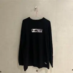 ブラック長袖トレーナー シルバー ディテール