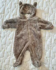 H&M クマ耳付きフリースロンパース　60