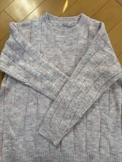 リブ編みピンク系長袖セーター フリーサイズ