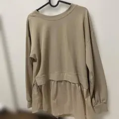 ショコラフィネローブ　レイヤードデザイン 長袖トップス ベージュ　チュニック