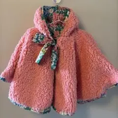fafa ベビーポンチョ Sサイズ ピンク花柄