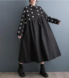 大きいサイズ レディース ワンピース　ドット　春 秋冬 新品 長袖