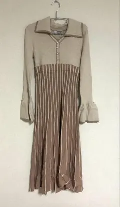 dazzlin バイカラープリーツライクニットワンピース