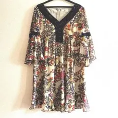 GRACE CONTINENTAL 花柄シフォン　ワンピースチュニック　レース付