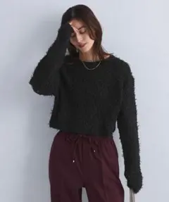 green label relaxingチュール×リボン ニット プルオーバー