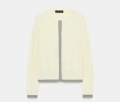 ZARA バイカラークルーネックカーディガンイエロー　Sサイズ
