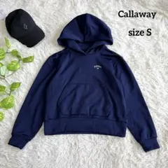 【キャロウェイ】美品 ダンボールニット パーカー 裏起毛 ネイビー Sサイズ