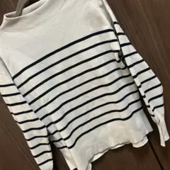 美品 ベージュボーダーニットM