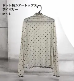 【美品】ドット柄 シアーハイネックカットソー M~L