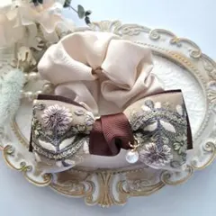⭐3527⭐❣️大人可愛い春夏アクセ❣️オリジナル✴インド刺繍リボンシュシュ