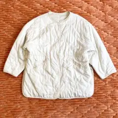 【美品】ノーカラー キルティングジャケット F オフホワイト ユニセックス