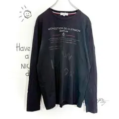 モンクレール Tシャツ(L)ブラック 長袖 コットン 古着 ロゴプリント 古着