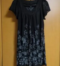 mignon 　花柄 チュニック 黒