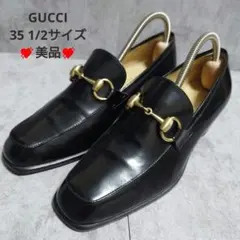 美品 GUCCI ビットローファー 黒 35.5 22.5 ゴールド金具 レザー
