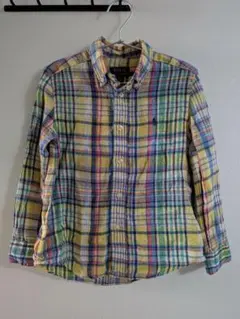 ポロ ラルフローレン 子供 長袖 チェックシャツ 麻100%