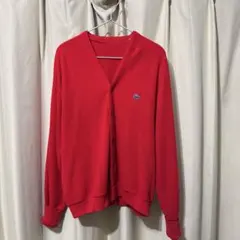 80's IZOD Lacoste レッド カーディガン XL