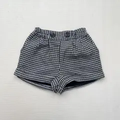 プティマイン チェック柄パンツ ハーフパンツ 秋冬 千鳥格子 ブラック 黒 80