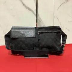GUCCI GGキャンバス ボディバッグ ウエストポーチ ブラック - メルカリ