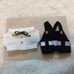 10cmぬい用　ぬい服セット 白シャツと黒サロペット