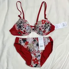 【新品未使用】ワコール　ブラ　パンツ　セット　レッドA80 Lサイズ