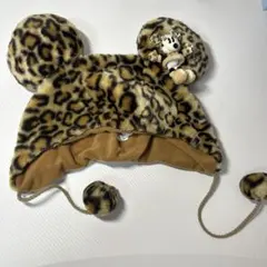 ヒョウ柄ミッキー耳付き帽子 58cm