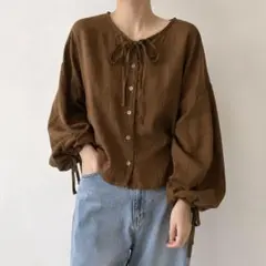 25SS✨ネストローブ 超撥水ギャザースリーブショートシャツ ヘンプ リネン 麻のサムネイル