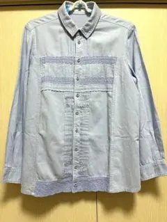 【コズ】レース ピンタック ブラウス シャツ 日本製 ラベンダー系 M-L相当のサムネイル