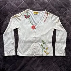 訳あり☆ ホコモモラ お花モチーフ付きカーディガン サイズ40 ☆